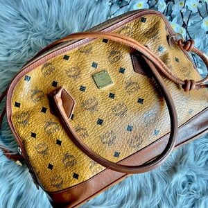 Authentic vintage MCM congnac satchel bag (NW431)
